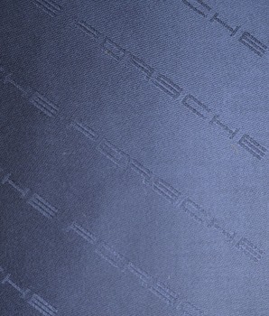 Bezugstoff Script Porsche Schriftzug Kobaltblau